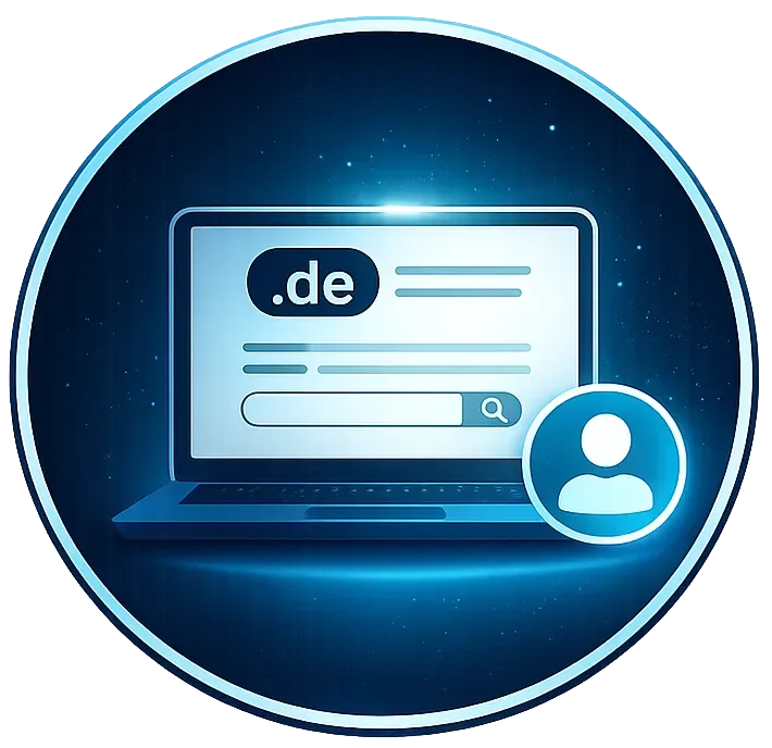 Illustration: Domaininhaber einer .de-Domain am Laptop ermitteln